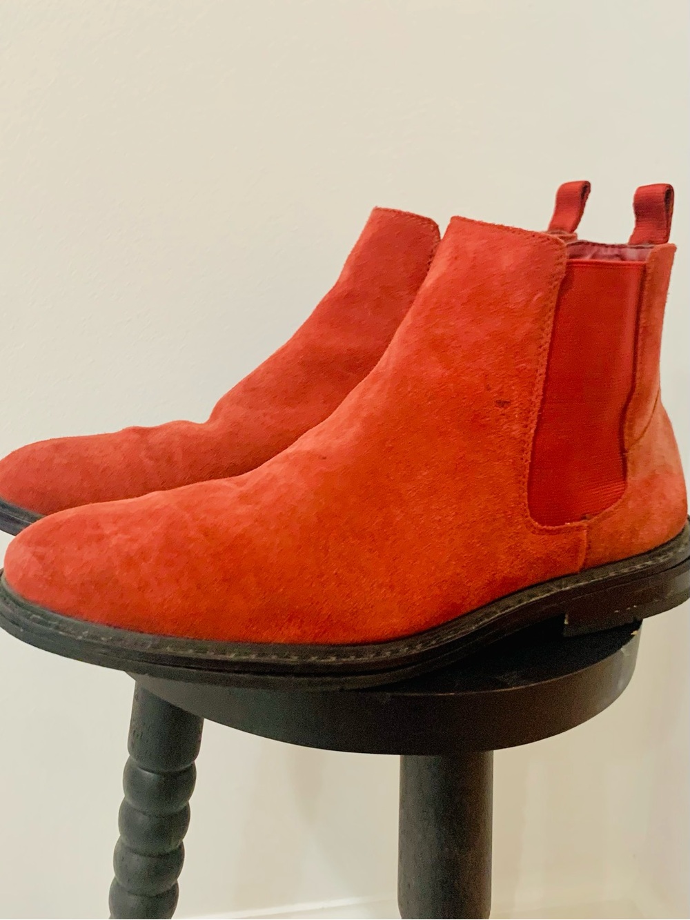 Red Suede Chelsea Boots
